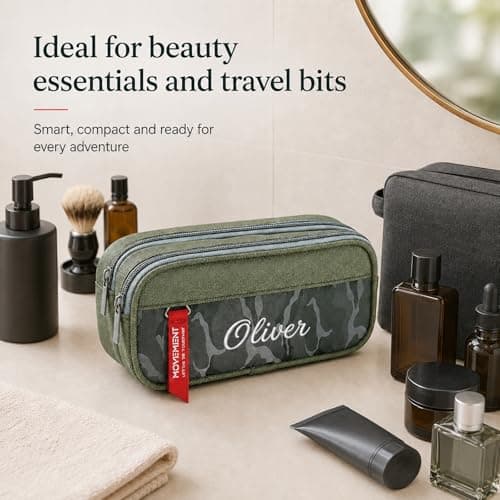 Pencil Case for Personalised Embroidered Name, Pencil Pouch, Camo Green Bag — view 6