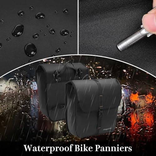 MOSISO 20L Bike Panniers, 2 Pack Waterproof Panniers Cycling Bag, Black — view 5