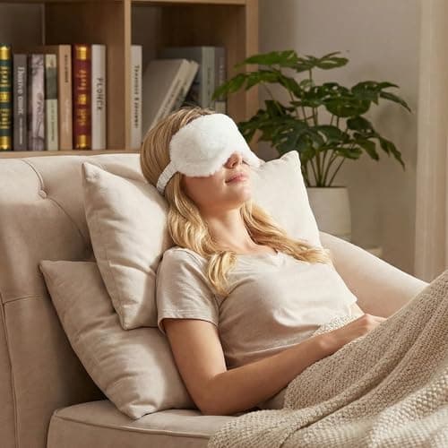 2 Pieces Plush Fluffy Eye Mask Comfortable Blindfold Eye Cover Soft Night Eyeshade Cover Cute Sleep Masks Adjustable Faux Fur Sleeping Mask for Women Men Travel Nap Gift — view 5