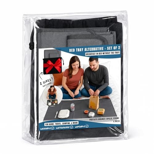 Portable Travel Mat Blanket Set of 2 for - Food - Home - Bed - Travel - Picnic - Camping - Airplane - Outdoor - Packable - Washable - Reversable