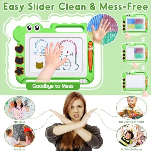 AiTuiTui Dinosaur Magnetic Drawing Board Kids Toys for 3 4 5 Years Old Girls Boys Birthday, Color Erasable Doodle Education Learning Kid Age 3-7, Toddler Drawing Travel Toys (Green) — view 5