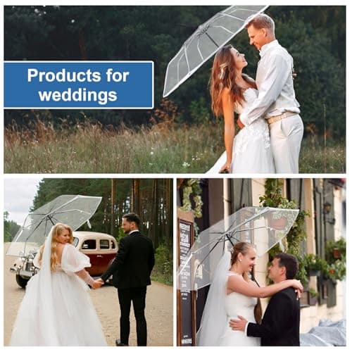 YANGUN 2 Pack Transparent Umbrella, See Through Umbrella for Events Walking Handbag Travel, for Rain Men and Women, Rainproof, Windproof, See Through — view 5