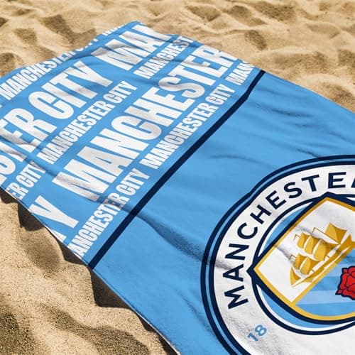 Character World Manchester City Towel | Super Soft Feel, Badge Football Club Design | Perfect for Home, Bath, Beach & Swimming Pool | One Size 75cm x 150cm | 100% Cotton — view 3
