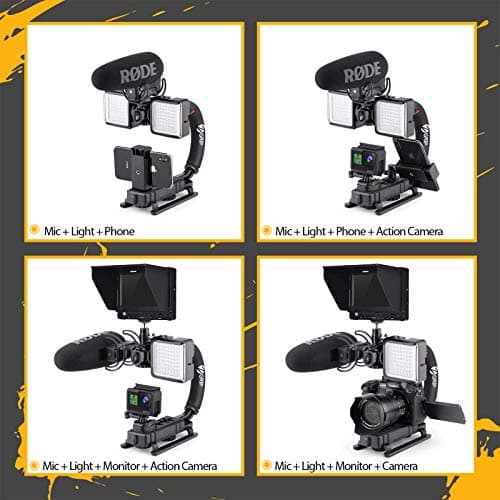 zeadio Video Action Stabilizing Handle Grip Handheld Stabilizer with Cold-Shoe Mount for All DSLR Camera Camcorder — view 5