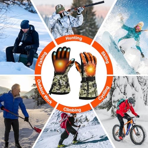 Heated Gloves Camo for Men, 7.4V 6000mAh Rechargeable Electric Hunting Gloves (2x3000mAh), Waterproof Windproof Camo Thermal Hand Warmers for Deer Hunting, Fishing, Outdoor Work, Hiking(XL) — view 6