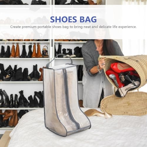 Travel Shoe Pouch Large Cotton Linen Shoe Storage Bag Beige — view 5