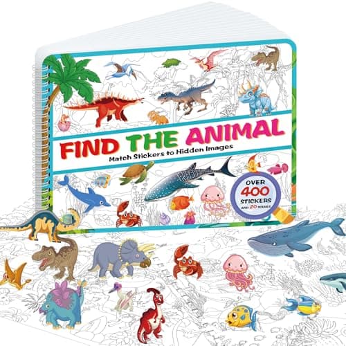 Kalysky Find Animal Sticker Book for 2+ Year Olds,400+ Sticker for Children