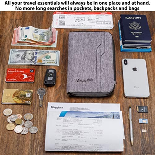 Valante Premium Family Travel Document Organizer Capacious RFID Passport Holder Wallet, Gray, L, RFID Wallet — view 2