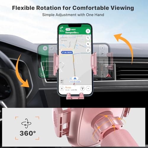 miracase Car Phone Holder, Stable Double Steel-Hook Air Vent Car Phone Mount Cradle 360°Rotation, One Button Release Mobile Phone Holder for iPhone, Galaxy, All 4.0''-7'' Smartphones — view 6