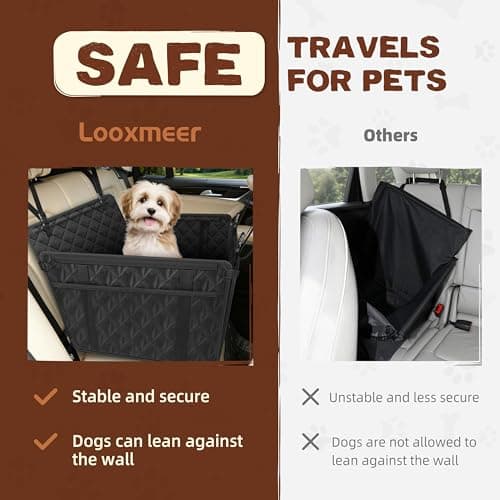 Looxmeer Extra Stable Dog Car Seat with Seat Belt, 4 Storage Bags, Non-Slip — view 4