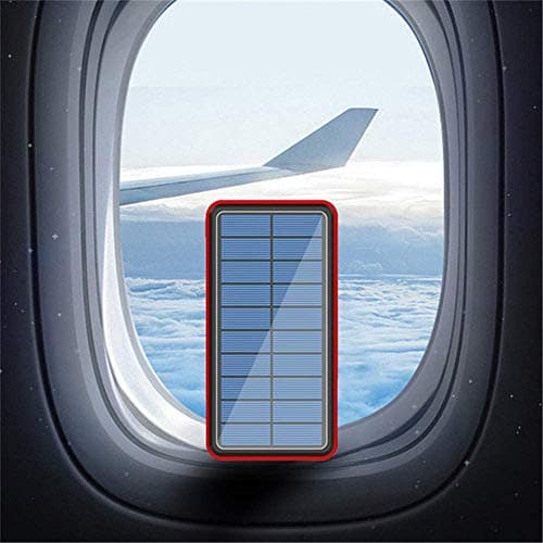 Y&W 100000Mah Power Bank Portable Solar Wireless Charger - External Battery with LED Status Indicator, High-Capacity Powerbank, for Iphone, Android, Red — view 2