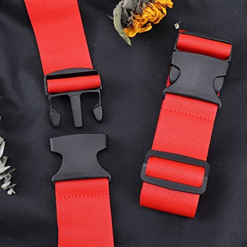 Luggage Suitcase Straps Set, Travel Accessories Thickened Luggage Belt with Quick Release Buckle, Adjustable Black Travel Luggage Straps for Suitcase Baggage (Red, 4 PCS Set) — view 3