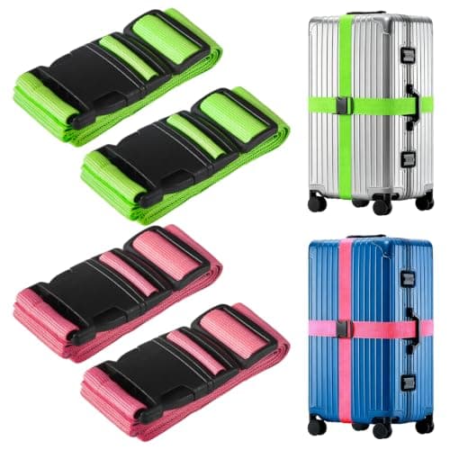 4 Pack Luggage Straps for Suitcases, Adjustable Suitcase Straps