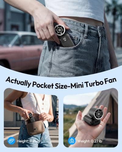 gaiatop Mini Handheld Fan Portable, 3-in-1 Foldable Small Turbo Fans — view 6
