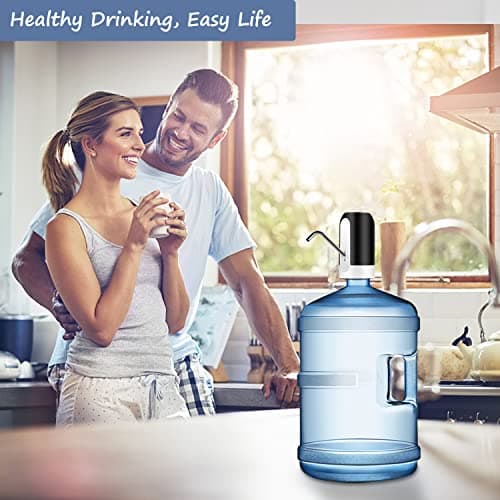 Electric Water Bottle Pump, USB Charging Automatic Drinking Water Dispenser, 30 Days Battery Life, Portable Water Bottle Switch for Universal 2-5 Gallon Bottle, For Home, Office, Travel, Camping,Black — view 2