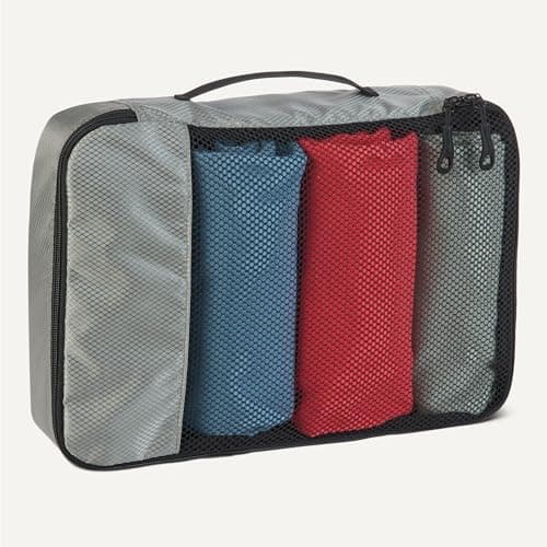 Amazon Essentials 4-Piece Packing Cubes Travel Accessories Set, Luggage Organiser with Double Zip, Mesh Top, 100% Polyester, Small/Medium/Large/Slim, Grey (Previously Amazon Basics) — view 4