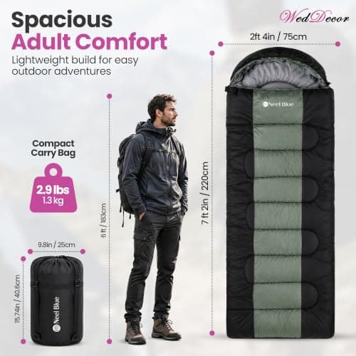 WedDecor Sleeping Bag for Adults, Hooded Sleeping Bag, Comfy Straight Shape — view 2