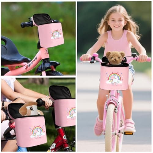 flintronic Bike Basket Kids, Detachable Cycle Front 210D Oxford Cloth Basket Carrier Bag, with Removable lid, Waterproof Cycle Baskets for Girls Boy — view 5