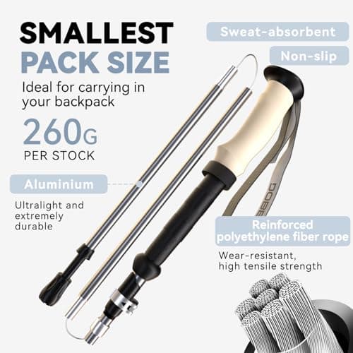 DOBESTS Folding Walking Poles 2 Pack, Lightweight Collapsible Hiking Poles — view 2