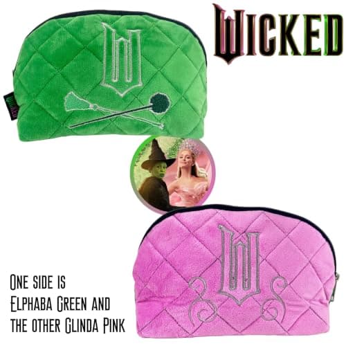 Wicked Quilted Velvet Make Up Bag Girls Womens Cosmetic Toiletries Pencil Case — view 3