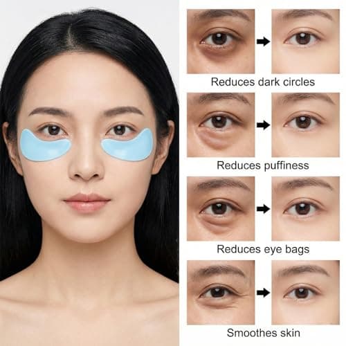 10PCS Under Eye Patches Silicone, Reusable Eye Patches Silicone Patch Under Eyes Mask Reusable Overnight with Metal Eyes Cream Applicator, Tin Case for Dark Circles and Puffiness Effect to Fine Lines — view 3