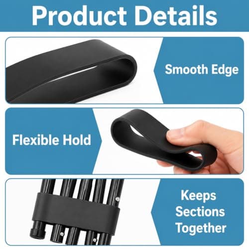 Tinminx 2 Pcs Folding Walking Stick Holders, Plastic Crutch Clip Straps, Foldable Walking Stick Accessories for Hiking Poles Mobility Aids Storage, Black — view 5