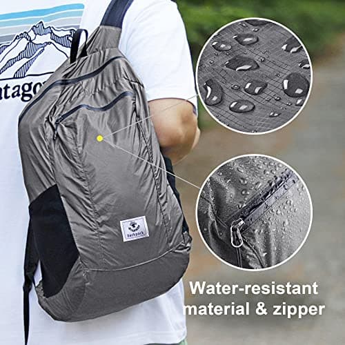 4Monster Packable Backpack Ultra Lightweight, Foldable Backpack Water Resistant, Hiking Daypack for Travel Camping Outdoor, Daily Walk-around, Cycling, Sports, Excursions(Silver Grey, 32L) — view 3