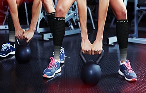 Physix Compression Calf Sleeve, Replaces Women's Compression Stockings and Men's Compression Socks for Crossfit, Triathlon, Plane Travel (1 Pair Black/Grey S/M - M/L), Black/Grey (1 Pair), S/M - M/L | — view 3