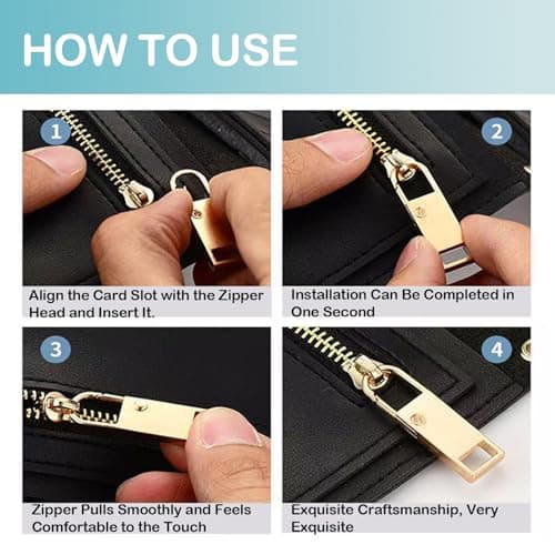 Verazquy 16Pcs Spare Zipper Pull Tab Replacement, Metal Zipper Clips Removable Handle Mend Fixer Pull with RemovableTabs Repair Accs Kit for Luggage Backpacks Purses Jackets Clothes Suitcases — view 3