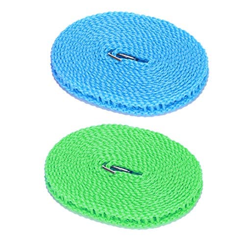 XINGSUI 2 Pcs Windproof Clothesline,Portable Travel Clothesline(Blue,Green)