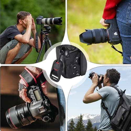 4 Pack Camera Strap Quick Release Buckles, Black Universal Camera Neck Shoulder Strap Rapid Connectors, Durable Plastic & Nylon Quick Release Loops Clips, Fits Straps Up to 20mm Wide for Most Cameras — view 4