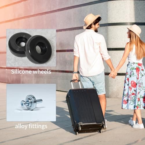 2 Pcs Suitcase Wheels Replacement, 50x18mm Luggage Wheels Replacement Wheel, Rubber Suitcase Luggage Swivel Caster Wheel arts Repair Kit, with 4 Axles, 4 Hex Screws, 4 Spacers, 1 Hex Wrench — view 4