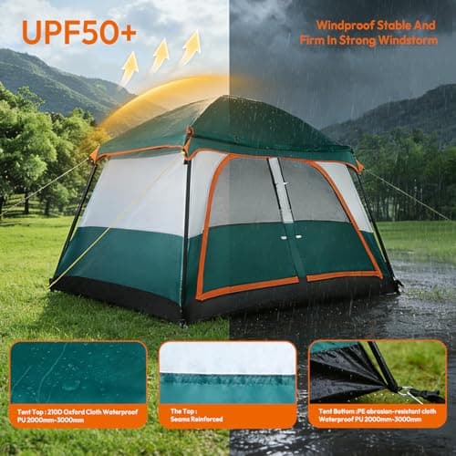 Treeboy bell tents for camping 4 person family large tent waterproof Green — view 3