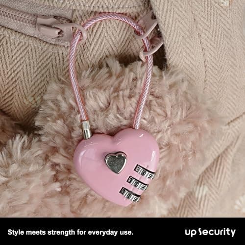 UP Security Small Combination Padlock Locker Lock Cable Lock with Code Pink Combination Lock for Luggage Suitcase Gym Locker Backpack Cabinet Box Fence Fence Security — view 6