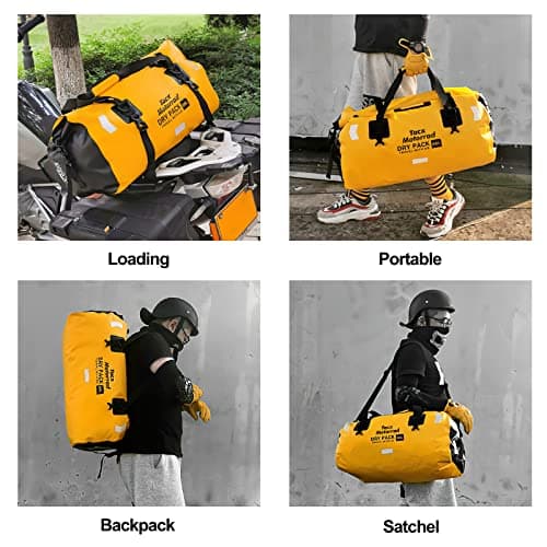 LIONCIANO Motorcycle Saddlebag, Multifunctional Motor Pannier Bag, Waterproof Rear Rack Trunk Motorcycle Seat Bag, Motorcycle Dry Duffle Tail Bag(Yellow, 66L) — view 2