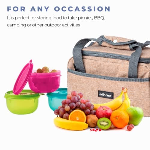 edihome, Insulated Lunch Bag, Cool Bag, 8l, for School, Travel, Picnic or Work, Kids and Adults, Portable, with Handles, Available in Black, Blue, Grey and Brown (Brown) — view 3