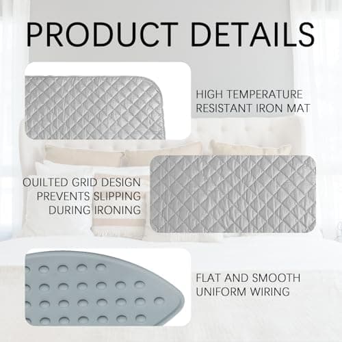 2Pcs Ironing Mat, Ironing Pad Set with Heat-Resistant Cotton & Silicone Rest – Portable Tabletop Iron Mats for Travel, 2-Pack Non-Slip Ironing Mats for Beds, Tables, Sewing (26.5x14cm & 45x85cm) — view 3