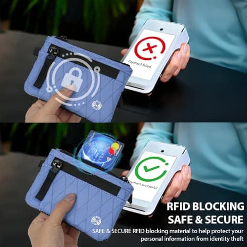 DiULi Secure RFID Blocking Wallet for Men | Slim Card Holder with Metal Zip & Coin Pocket | Durable Nylon Travel Zip Pouch | Compact EDC Wallet | Sky Blue — view 3