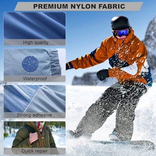 OAZ 10x160 cm Nylon Repair Patches Nylon Fabric Patch Self-Adhesive Tent Repair Patch Kit Waterproof Lightweight Nylon Repair Tape for Clothing Down Jacket Sleeping Bag Orange — view 3