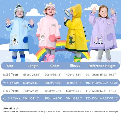 Hovkib Kids Raincoat Toddler Rain Poncho Girls Boys Waterproof Rain Jacket Lightweight Rain Cover for 2-9 Years — view 6