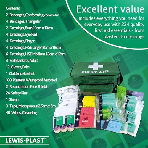 LEWIS-PLAST 224 Pieces All Purpose Large First Aid Kit Haversack - Compact Design for Convenient Storage, Ideal for Home, Office and Sports - Home Medical Kit - Complete First Aid Kit — view 6