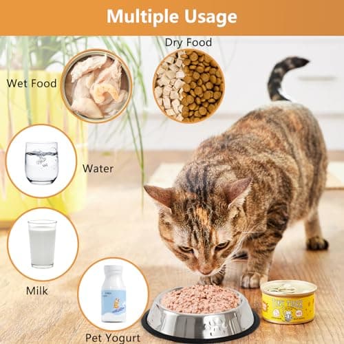 Stainless Steel Cat Bowls, 4 Pack Metal Dog Bowls for Food and Water, Non-Slip Pet Feeding Dish Bowl With Rubber Base for indoor Cats Small Dogs — view 5