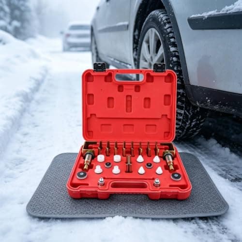 QSTDGVPW Automotive Leak Tester Kit With Cone And Plug Adapters Round Sealing Discs Metal Clamp Threads Burgundy Case suitable for car diagnostics — view 4