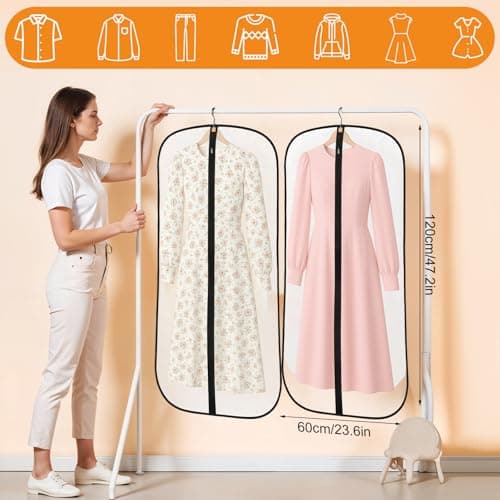 6 Pack Garment Bags, PEVA Translucent Clothes Covers, Suit Bag 47in — view 2