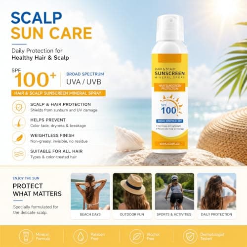 2026 New Upgrade Premium SPF 100 Hair Sunscreen Spray,Prevents Color Fade and Dryness,Non-Greasy UV Protection for Hair and Scalp,Travel-Size UV Protection Beach Sun Block 100ml — view 5