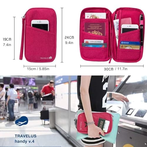 YYGOJOY Family Passport Holder Travel Wallet, Travel Document Holder Organiser, Passport Case for Cash, Passport ID Card, Credit Cards, Flight Ticket Pen for Men Women (Navy Blue) — view 3