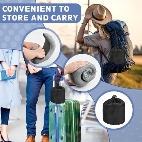 Solvio Travel Pillow for Airplane, Hooded Neck Pillow for Travel with 360° Support, Memory Foam Flight Pillow with Washable Cover, Portable Airplane Essentials for Long Flights, Car and Train — view 4