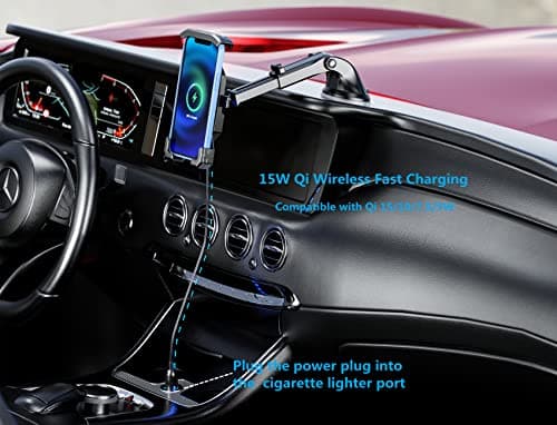 Kewig Wireless Car Phone Holder Mount, Qi 15W Fast Car Charger Mount with USB C 20W Charging Port, Mobile Phone Cradle Automobile Dashboard Windscreen Air Vent Stand for 4''-7'' Cellphones — view 3