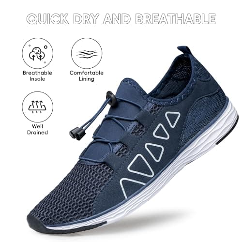 Raoendis Mens Womens Water Shoes - Quick Dry Aqua Shoes Unisex Beach Shoes for Surfing Swimming Sailing Kayak Navy Blue Size 12 — view 5