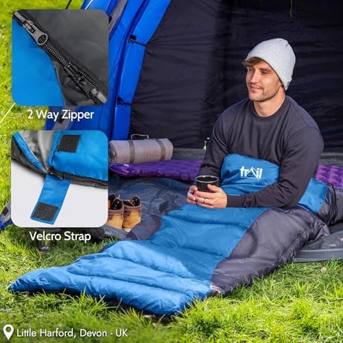 Trail Alpine 400 Sleeping Bag with Hood, 4 Season, Single Adult, Blue — view 5